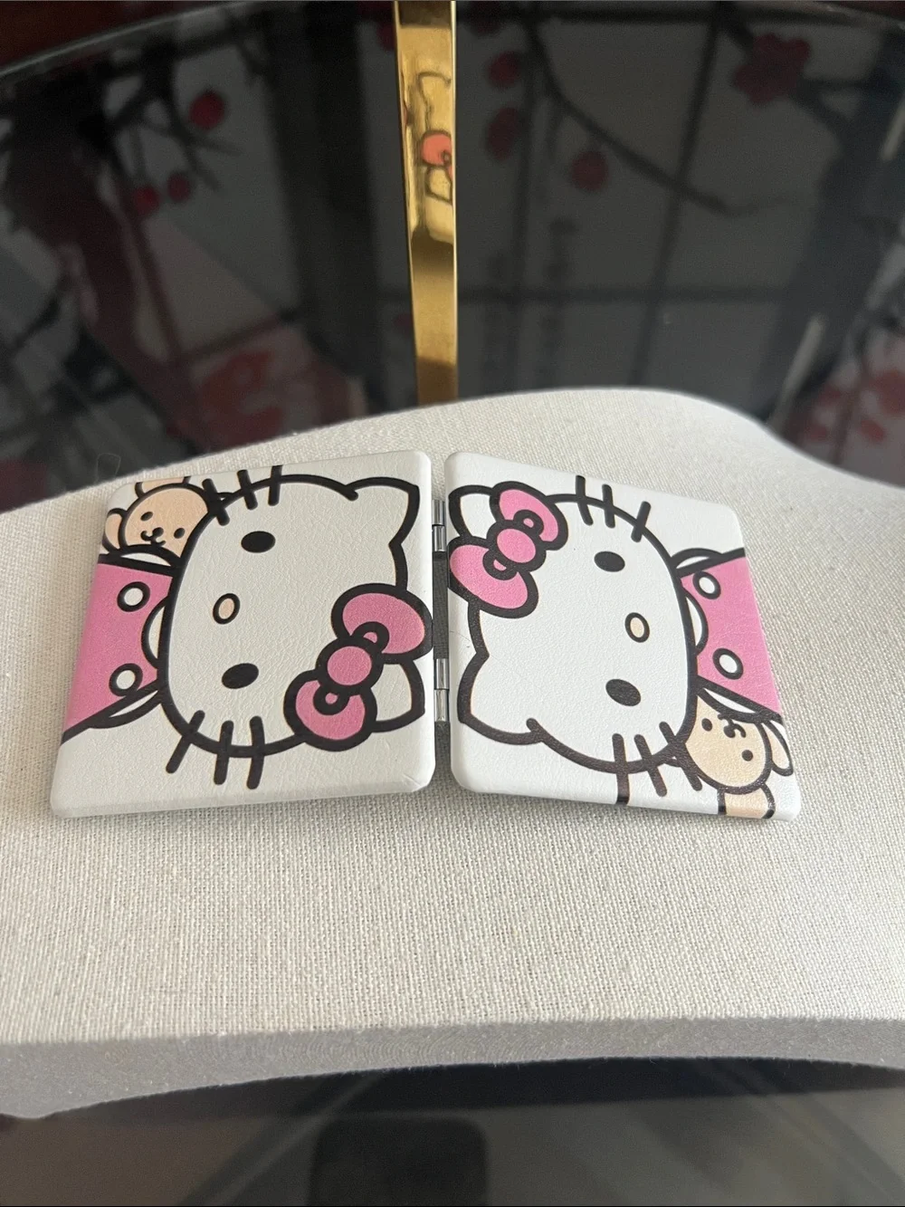Compact Hello Kitty Pocket Mirror with Pink Accent - Women Makeup